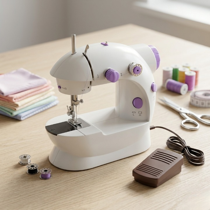 SM-202A Electric Mini Sewing Machine | Double Threads & Two Speed Control for Home & Travel