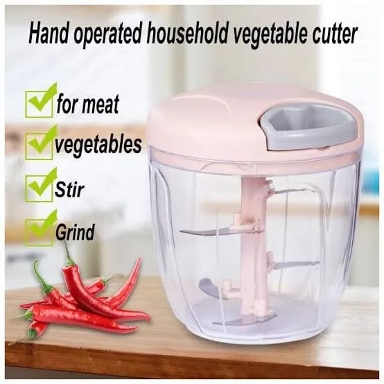Manual Pull-String Household Vegetable Cutter & Meat Chopper – Multi-Function Hand - 5 Blade