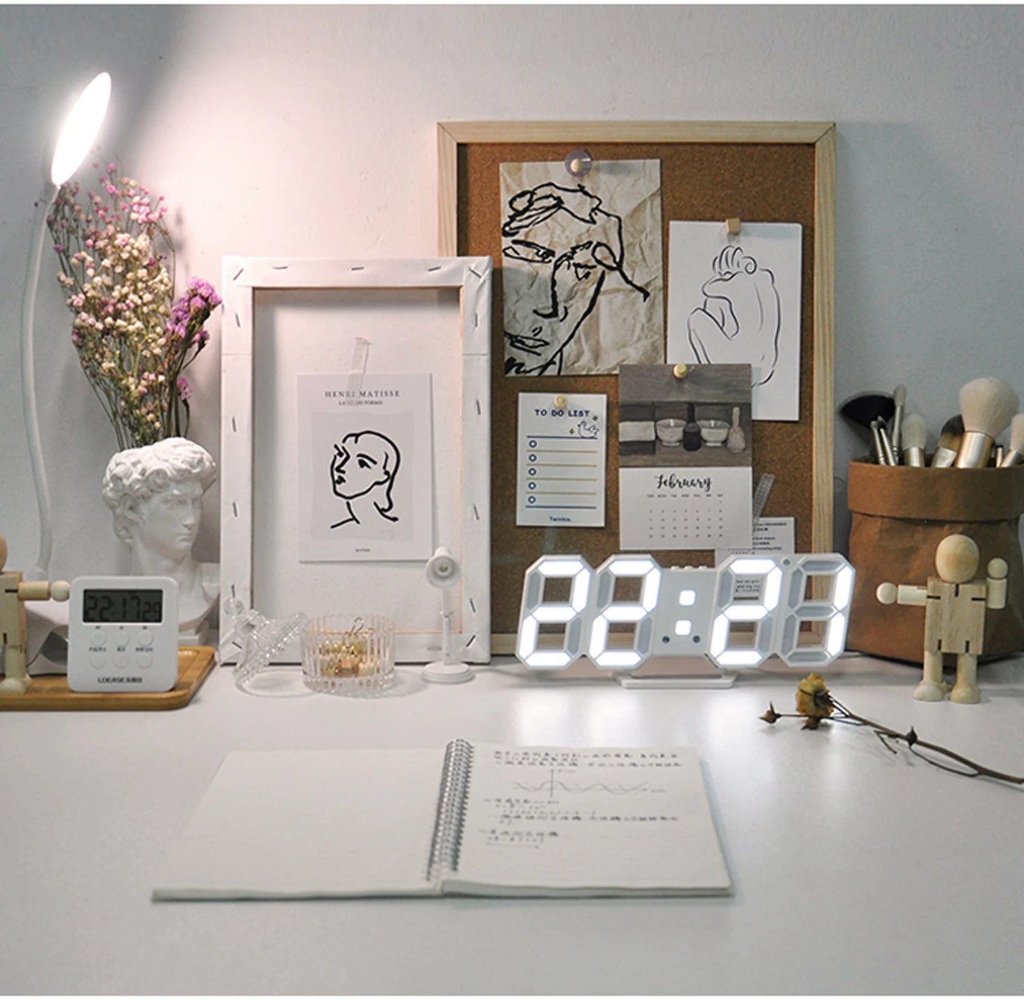 3D LED Digital Alarm Clock | Wall Mounted & Table Clock with Calendar & Thermometer