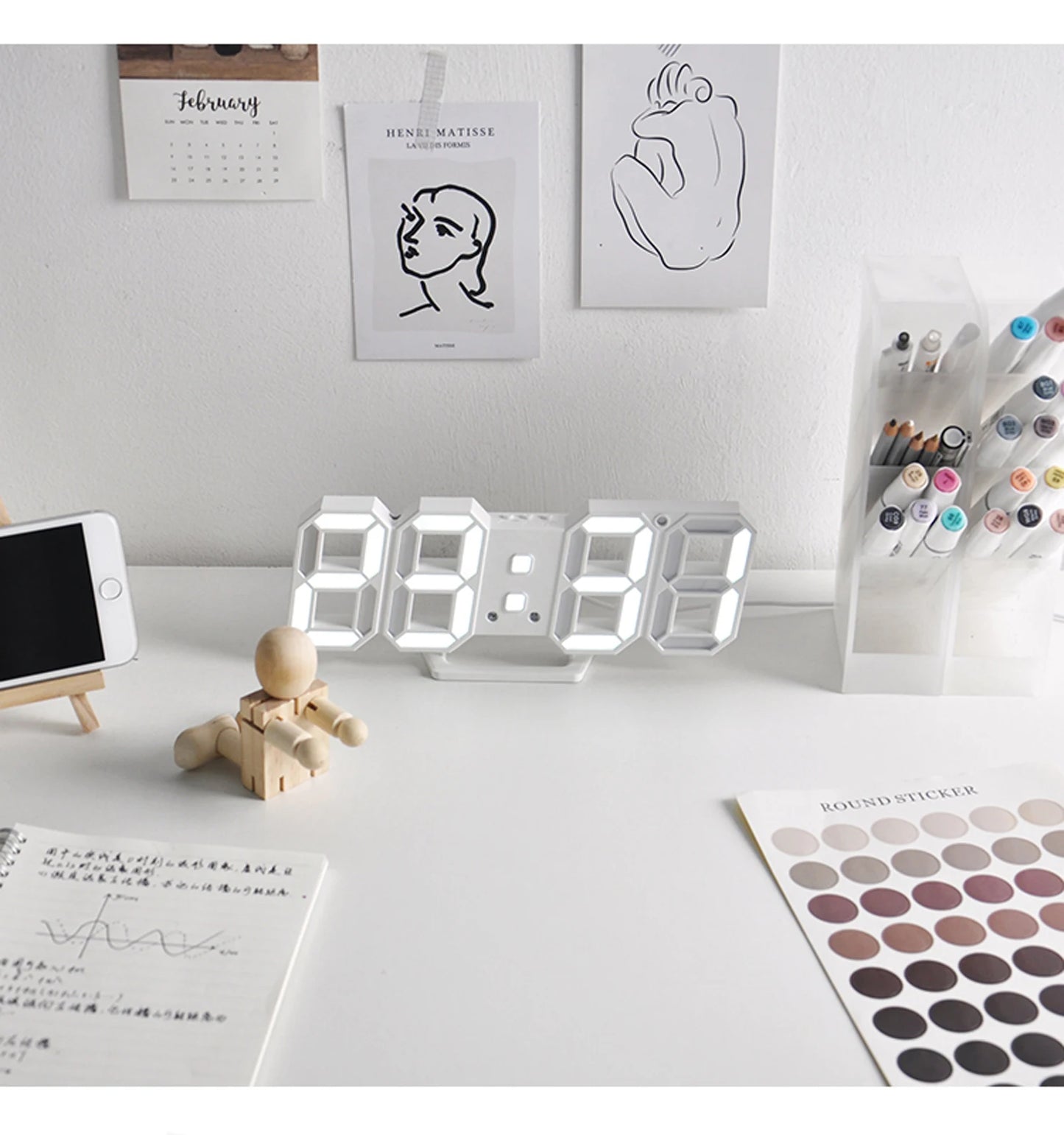 3D LED Digital Alarm Clock | Wall Mounted & Table Clock with Calendar & Thermometer