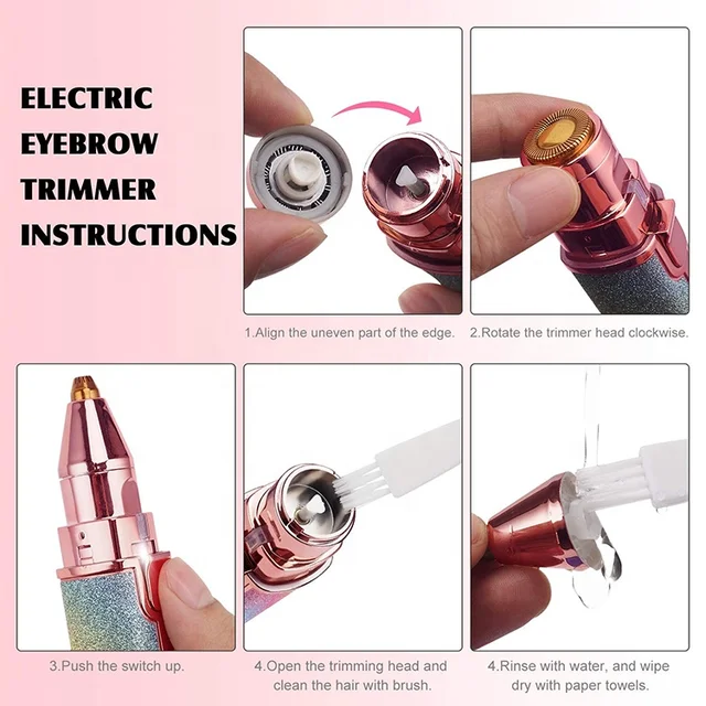 Flawless 2 In 1 Eyebrow Trimmer Multi Attractive Color With USB Charging Cable And Cleaning Brush